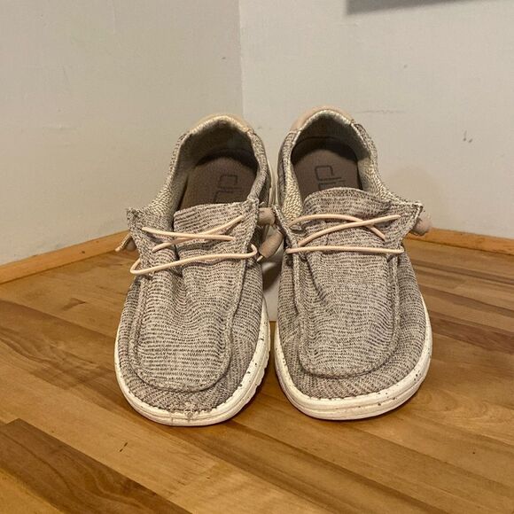 Hey Dude Gray & Beige Wendy Style Stretch Rose Slid On Loafer Flat Shoes Size 8 - Picture 1 of 8